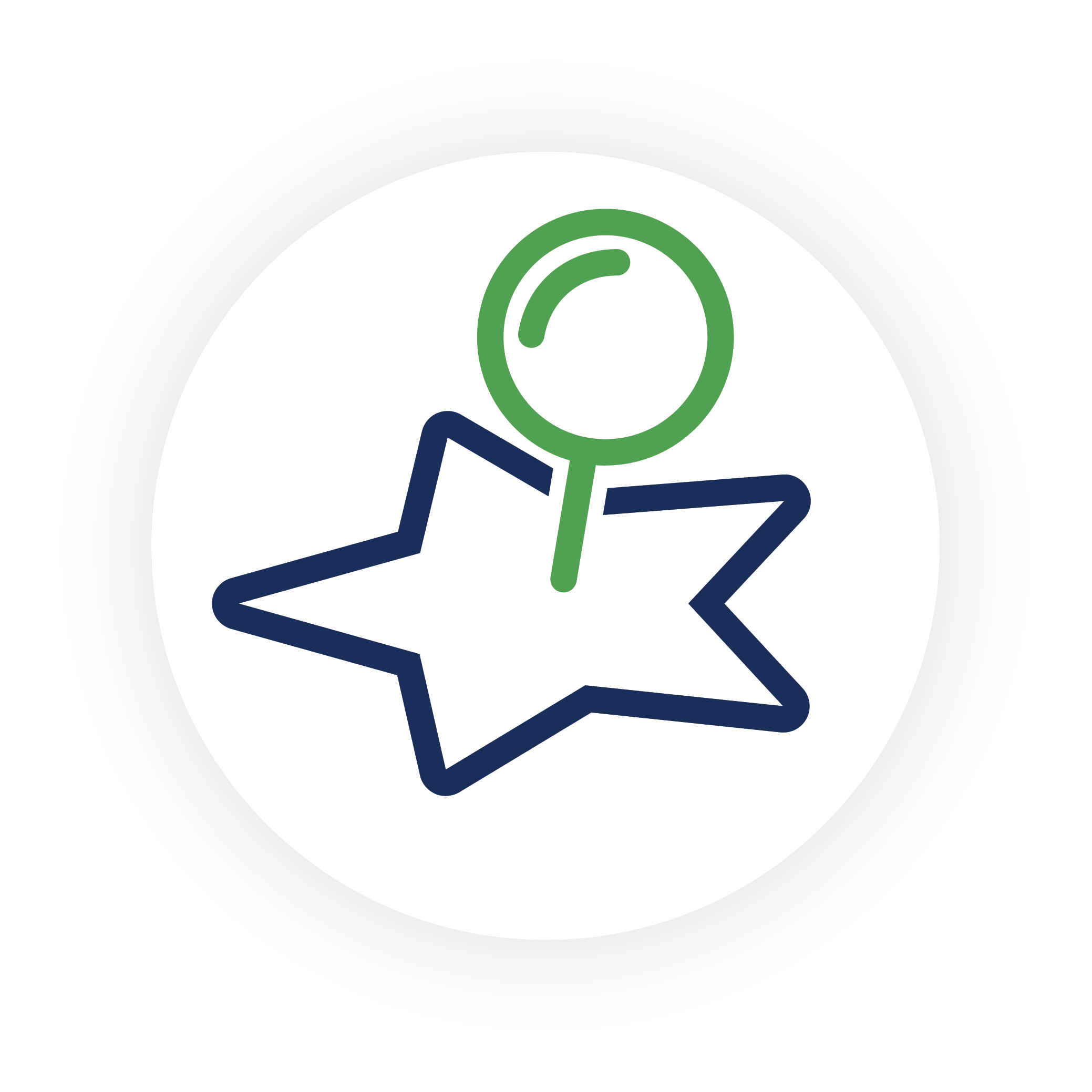 Icon depicting a star and with a green pin in it